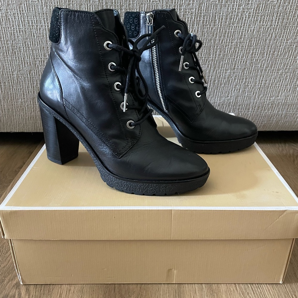 Michael Kors Black Lace-Up High Heel Ankle Booties